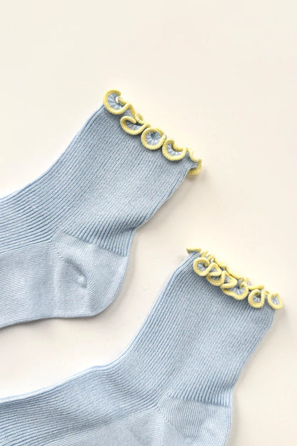 Petite Ruffled Modal Socks - Baby Blue