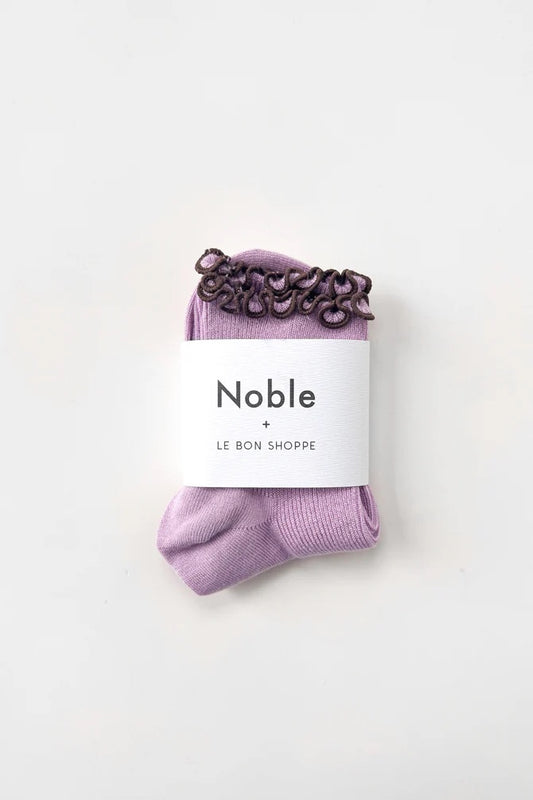 Petite Ruffled Modal Socks - Lilac/Brown