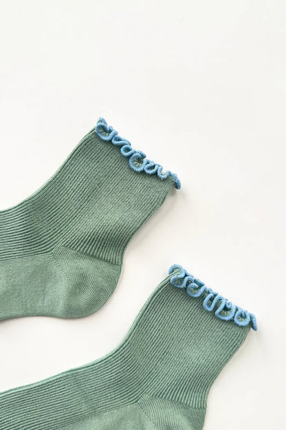 Petite Ruffled Modal Socks - Sea Glass