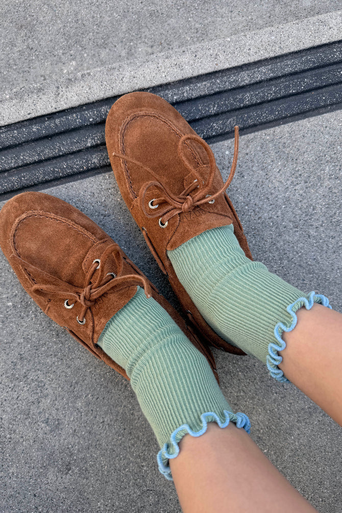 Petite Ruffled Modal Socks - Sea Glass