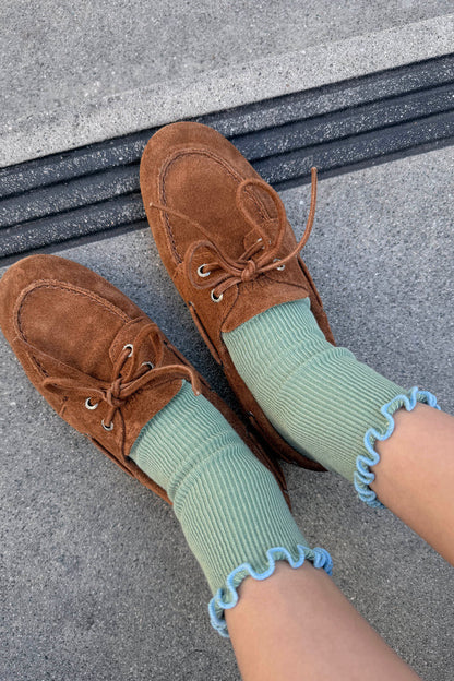 Petite Ruffled Modal Socks - Sea Glass