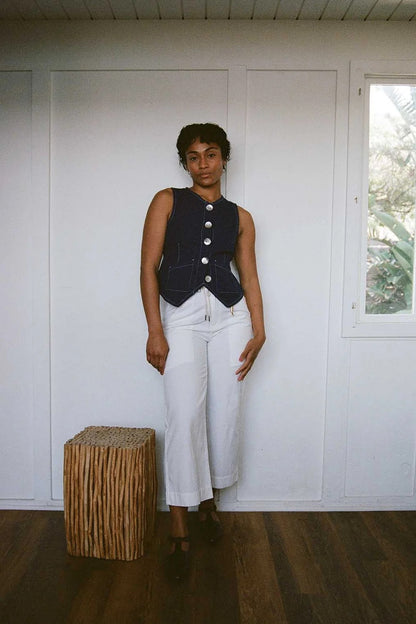 Flared Vest - Navy