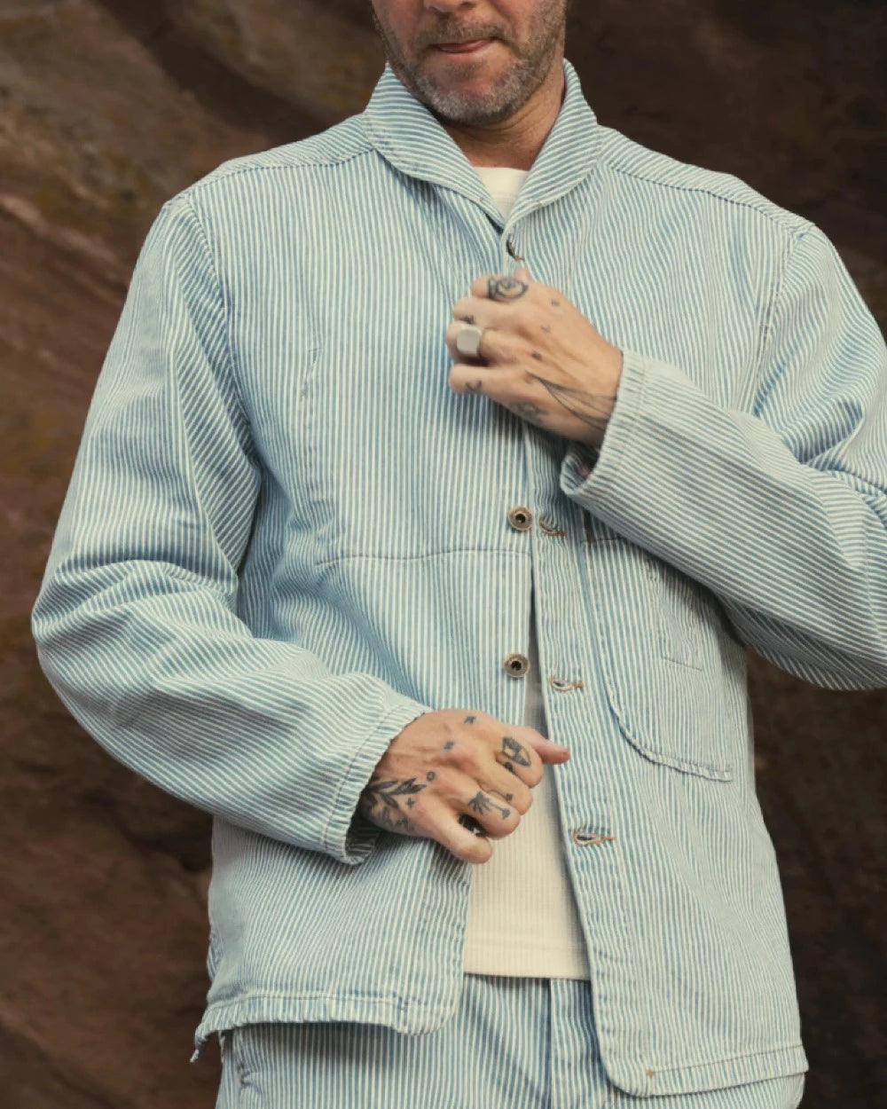 Imperfects Shepherds Shirt Indigo Hickory Stripe Vintage Wash