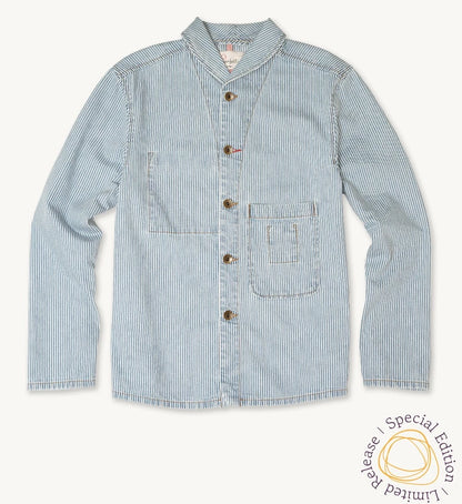 Shepherds Shirt in Indigo Hickory Stripe | Gold Thread Special | Vintage Wash