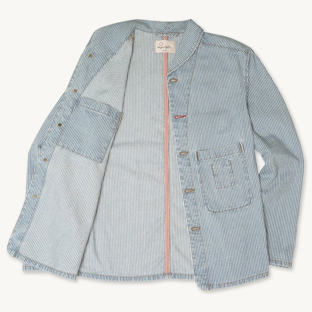 Shepherds Shirt in Indigo Hickory Stripe | Gold Thread Special | Vintage Wash
