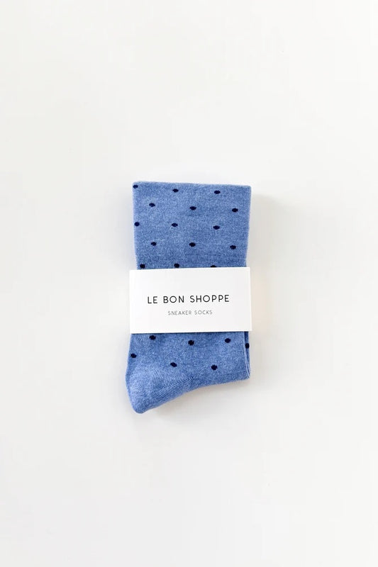 Polka Dot Sneaker Socks - Blue/Navy