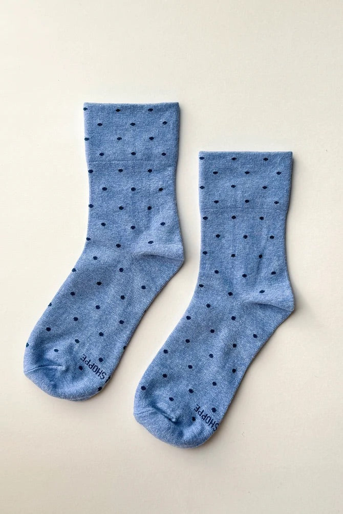 Polka Dot Sneaker Socks - Blue/Navy