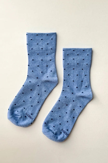 Polka Dot Sneaker Socks - Blue/Navy