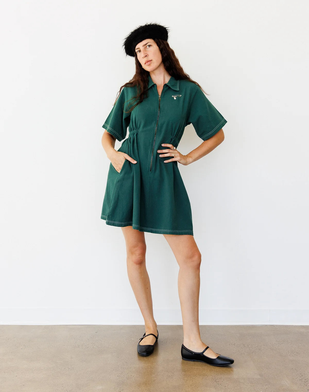 Noble Utility Dress - Hunter Green
