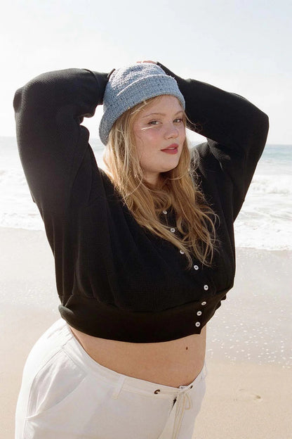 Waffle Sailor Cardigan - Ash