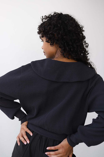 Waffle Sailor Cardigan - Ash