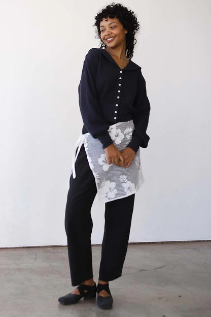 Waffle Sailor Cardigan - Ash