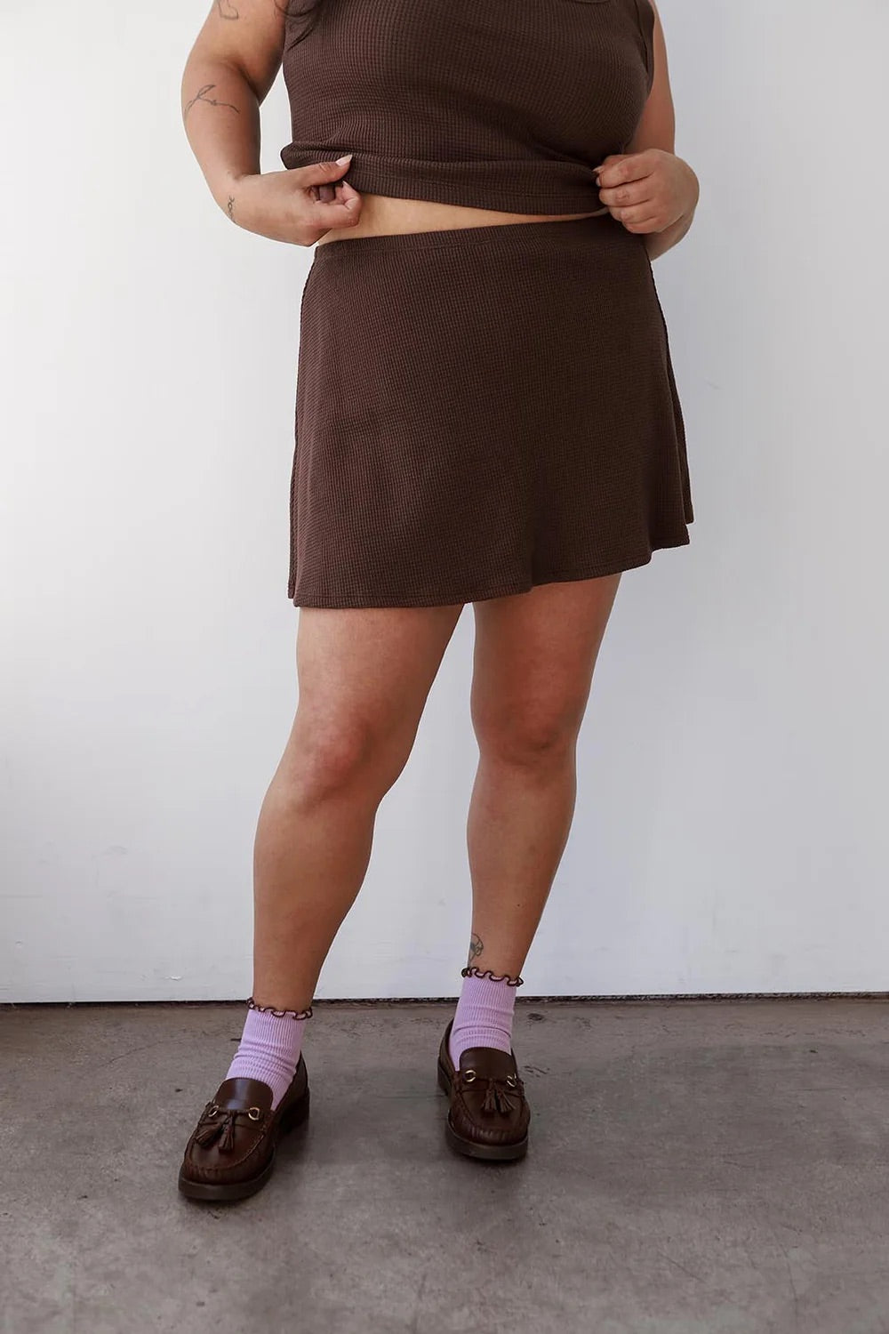 Waffle Skort - Chocolate