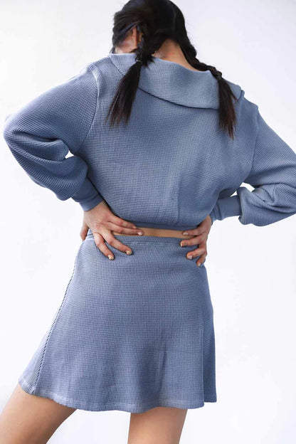 Waffle Skort - Pebble Blue
