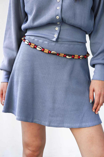 Waffle Skort - Pebble Blue