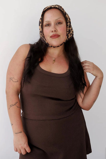 Waffle Square Crop Tank - Chocolate