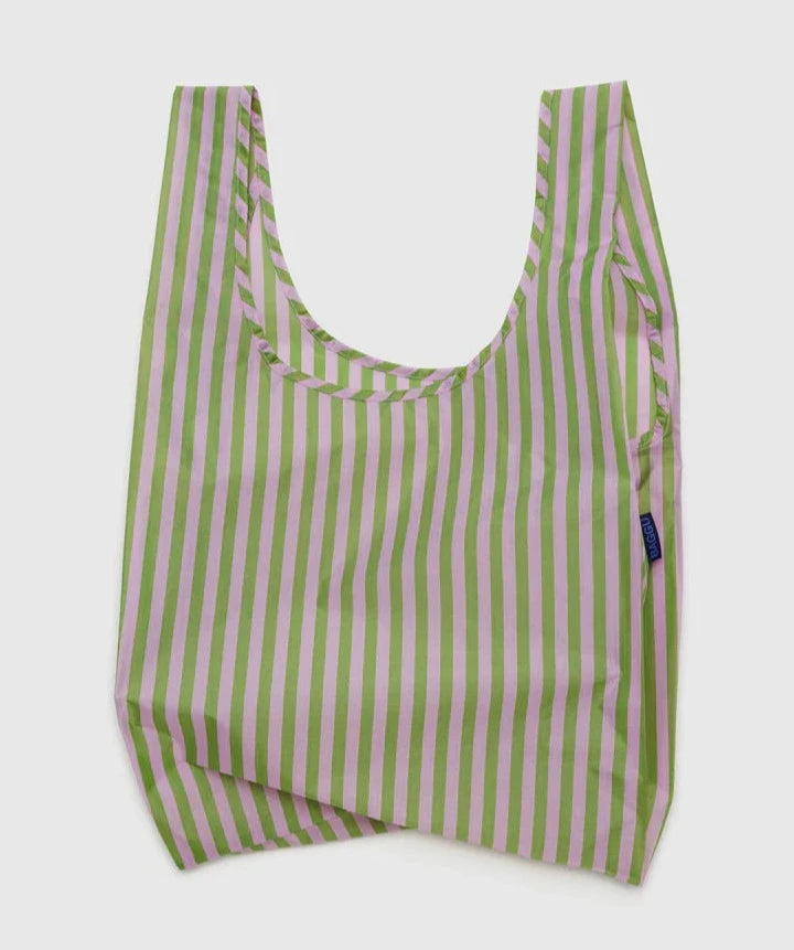 Baggu Reusable Tote: Avocado Candy Stripe