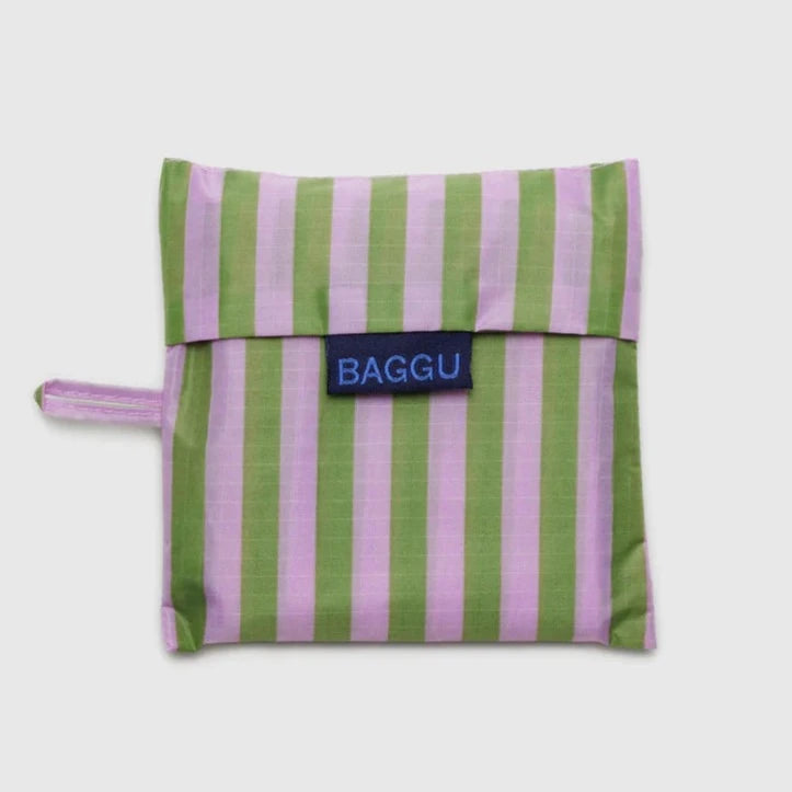 Baggu Reusable Tote: Avocado Candy Stripe