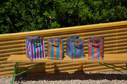Rectangle Stripe Bag - Orange + Blue